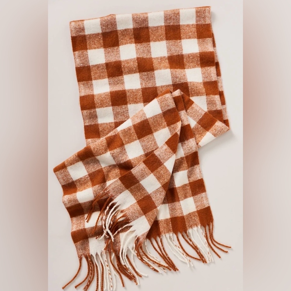 NWT! Anthropologie Maeve Brushed Gingham Scarf